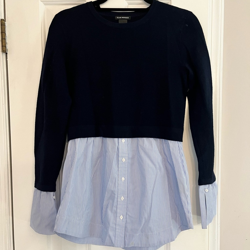 Zara Black and Blue Layered Sweater Shirt